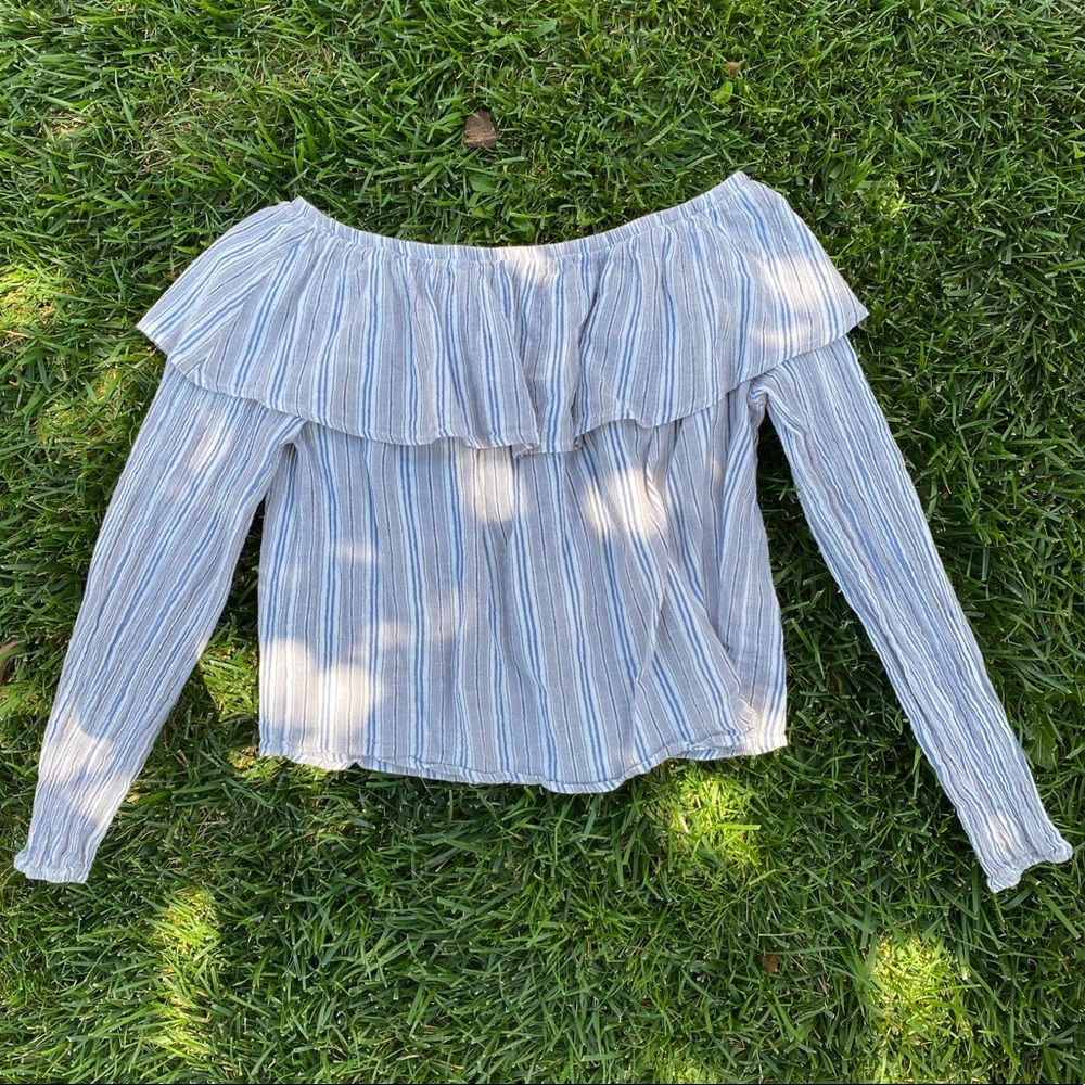 striped off the shoulder blouse